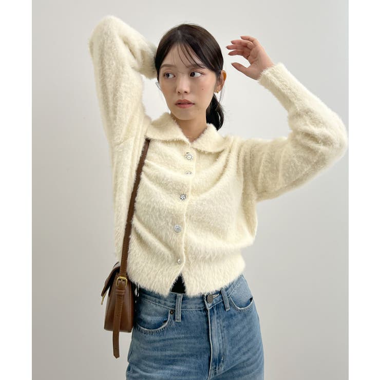 甘すぎない可愛さを纏う。ふわもこビジューボタンカーディガン | futier land | 詳細画像11 