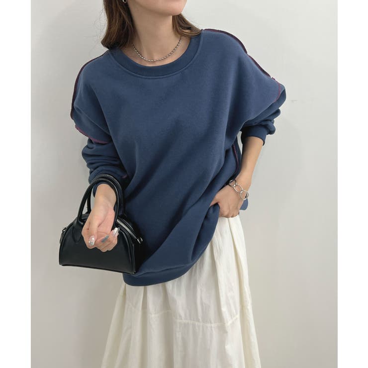 ネイビー | オトナ配色カラー。リンキングスウェットプルオーバー | futier land