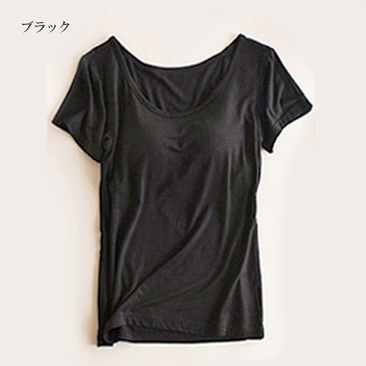 ブラック | カップ付き半袖Tシャツ パッド付き半袖Tシャツ レディース | Gain-Mart