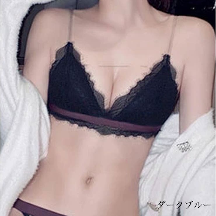 ダークブルー | 総レース ノンワイヤー ブラショーツ | Gain-Mart