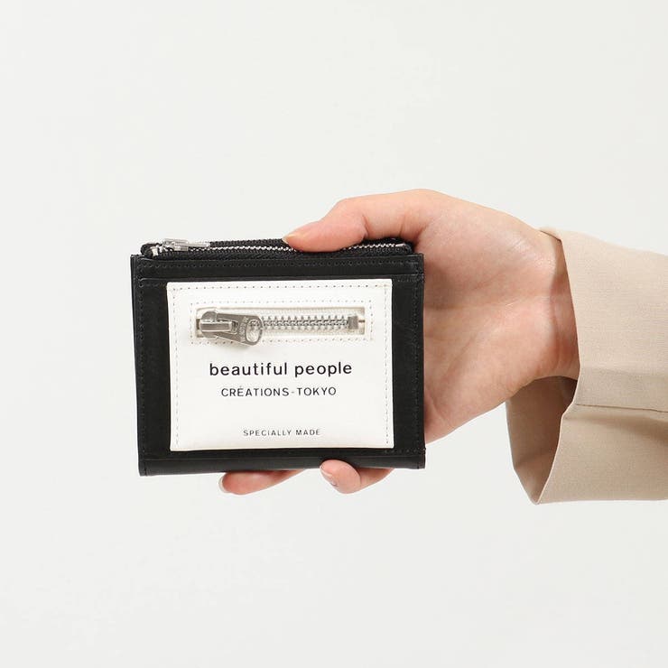 beautiful people 黒 レザー 二つ折り財布 ビューティフルピープル 二つ折り財布 beautifulpeople[品番
