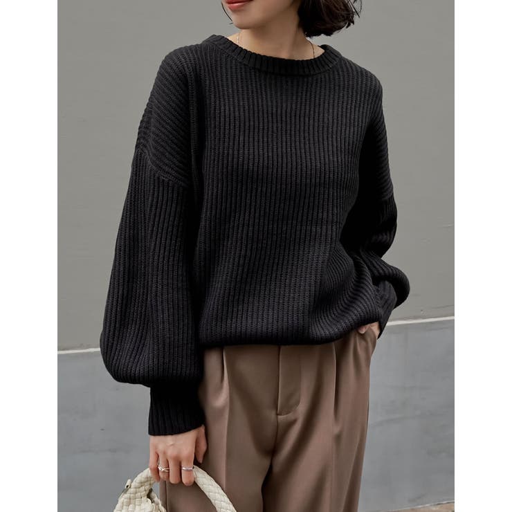 累計販売枚数10万枚HIT！]選べるクルーネックorボトルネック畦編み