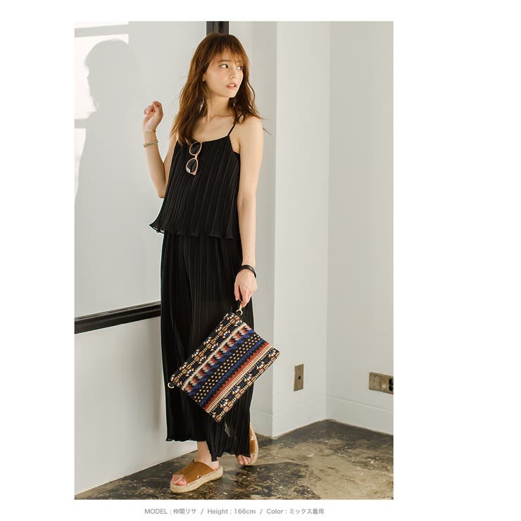 新品❤3点セット♪ドレス&amp;ショール&amp;大きめクラッチバッグ アンドレア・ロッシ クロコ型押し・3連クラッチバッグ | ライトアップ
