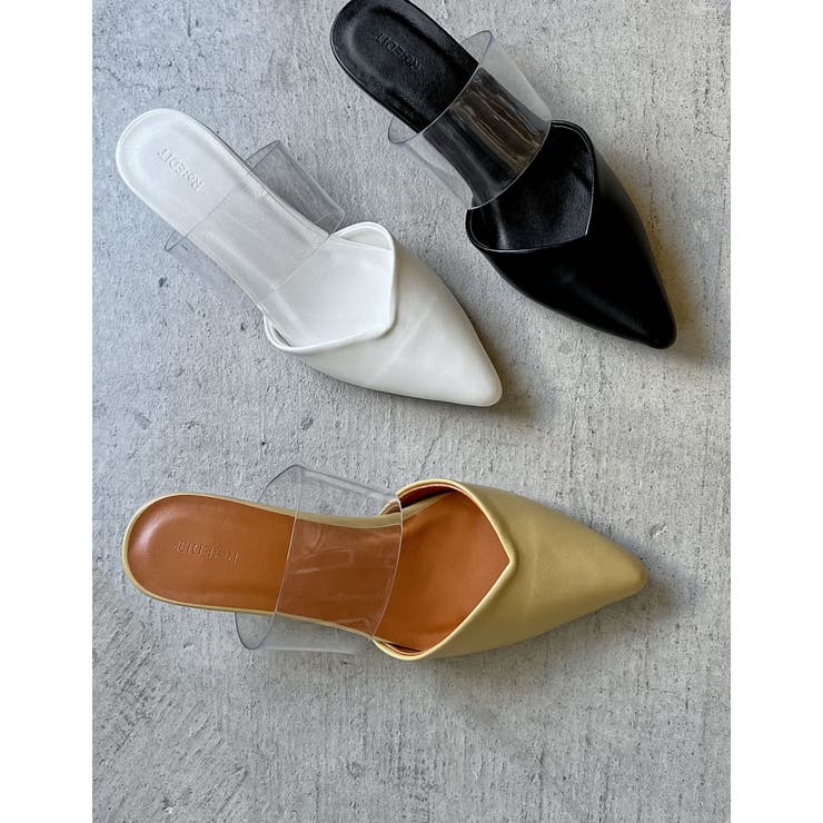 [小さい/大きいサイズ有]クリアベルトポインテッドトゥVカットミュール | Re:EDIT | 詳細画像2 