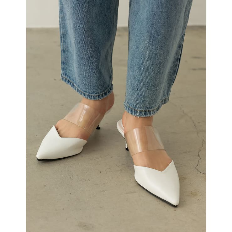 [小さい/大きいサイズ有]クリアベルトポインテッドトゥVカットミュール | Re:EDIT | 詳細画像21 