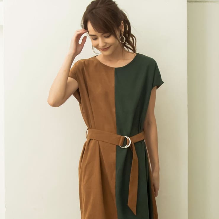女性らしさとデザイン性を兼ね備えたデザインワンピ 配色ピーチスキンワンピース 品番 Gs Re Edit リエディ のレディースファッション通販 Shoplist ショップリスト