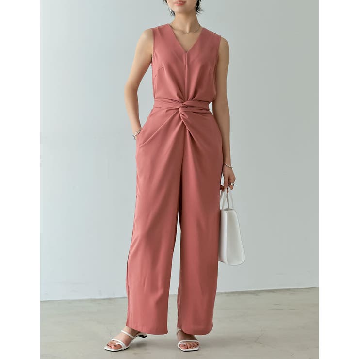 [低身長 高身長サイズ有][洗濯機で洗える]ウエストリボンノースリーブオールイン… | Re:EDIT | 詳細画像4 