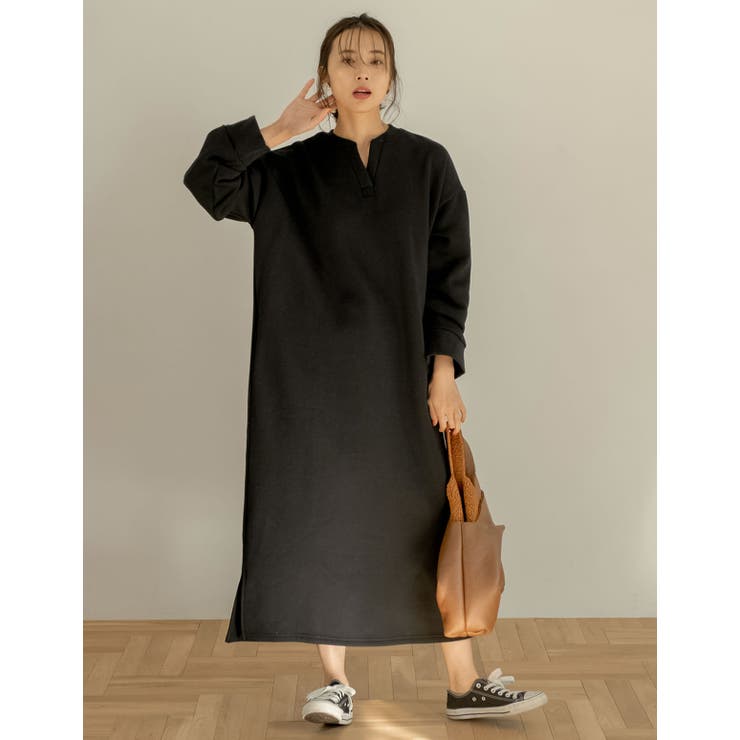 大人が選ぶ冬のカジュアルワンピースの決定版 キーネック裏起毛スウェットワンピース 品番 Gs Re Edit リエディ のレディースファッション通販 Shoplist ショップリスト