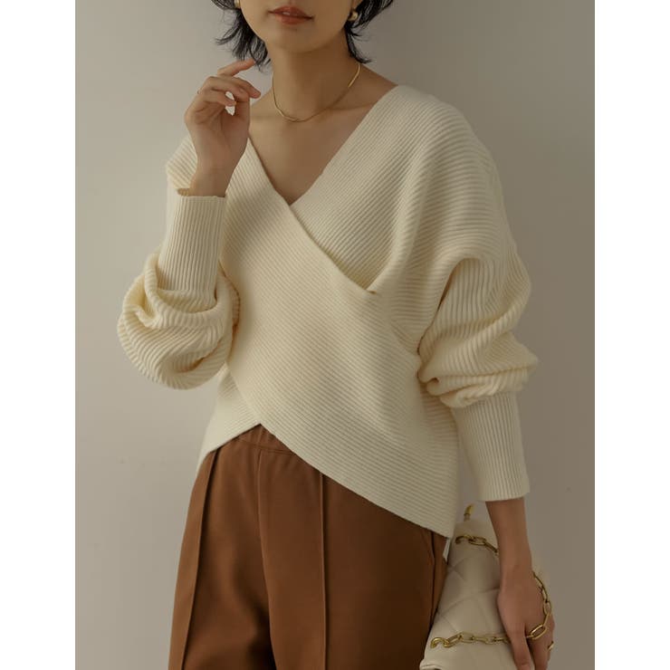 トレンドライクもフェミニンも叶えるカシュクールニット フロントカシュクールニット… | Re:EDIT | 詳細画像4 