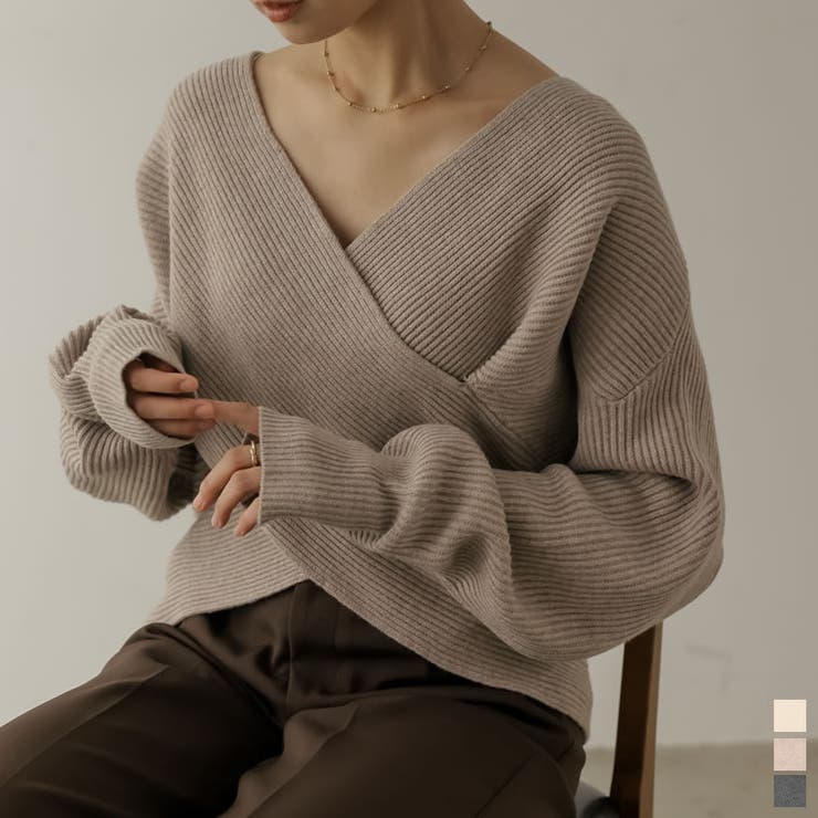 トレンドライクもフェミニンも叶えるカシュクールニット フロントカシュクールニット… | Re:EDIT | 詳細画像1 
