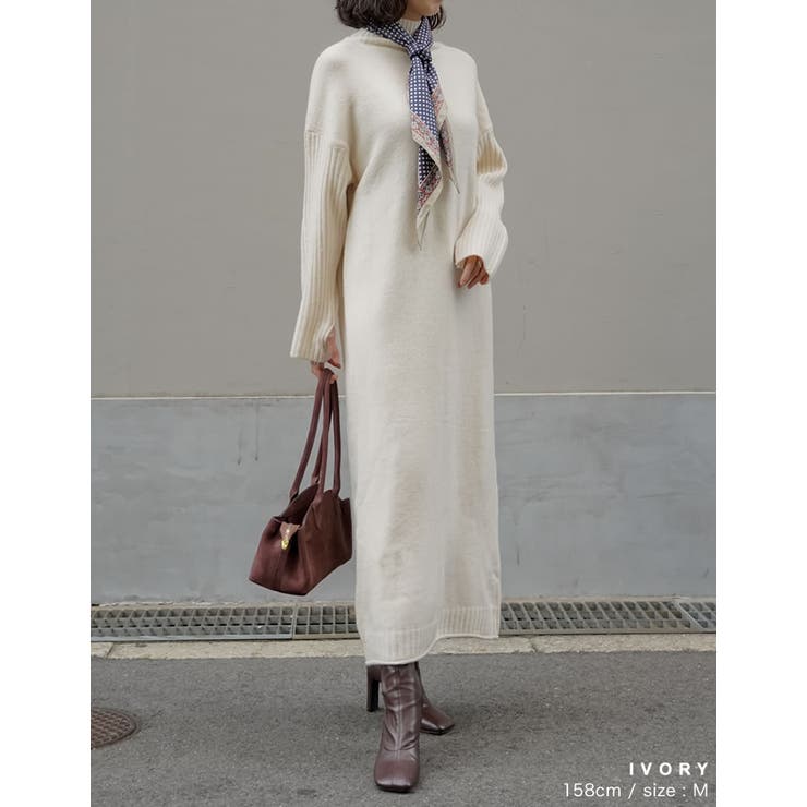 前後2WAYハイネック指穴マキシニットワンピース | Re:EDIT | 詳細画像10 