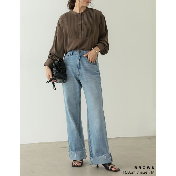 ヴィンテージライクでクラシカルなサテンブラウス | Re:EDIT | 詳細画像11 