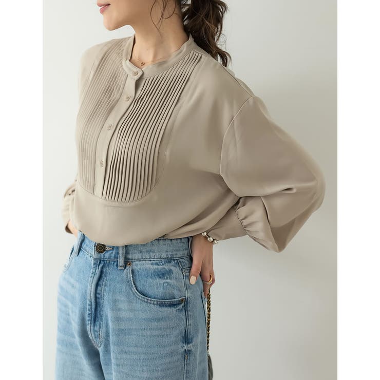 ヴィンテージライクでクラシカルなサテンブラウス | Re:EDIT | 詳細画像14 