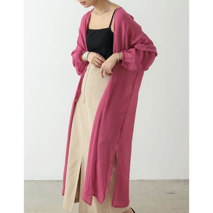 [低身長サイズ有][洗濯機で洗える]ボリュームスリーブ楊柳ガウンカーディガン | Re:EDIT | 詳細画像4 