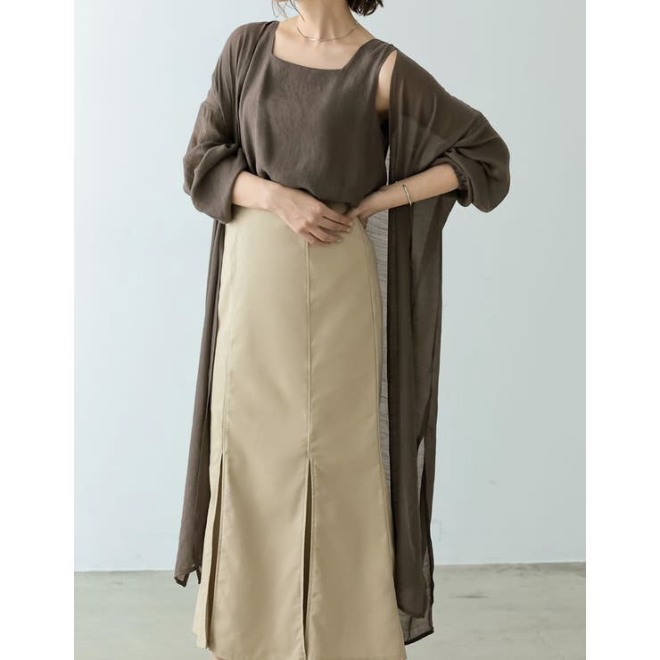 [低身長サイズ有][洗濯機で洗える]ボリュームスリーブ楊柳ガウンカーディガン | Re:EDIT | 詳細画像6 