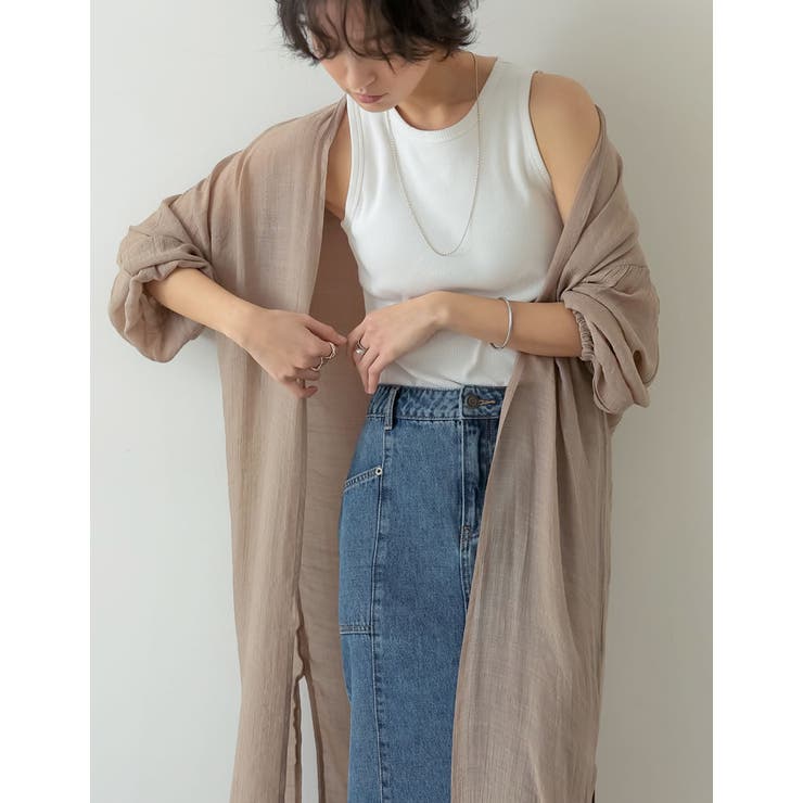 [低身長サイズ有][洗濯機で洗える]ボリュームスリーブ楊柳ガウンカーディガン | Re:EDIT | 詳細画像23 