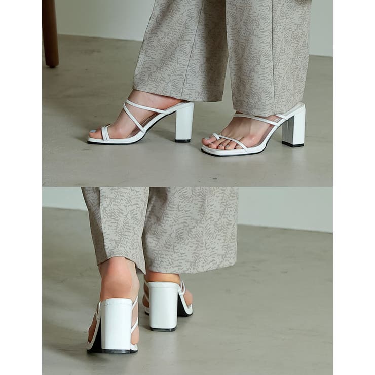 ストラップデザインで華奢な足元に クロスストラップトングヒールサンダル シューズ | Re:EDIT | 詳細画像8 