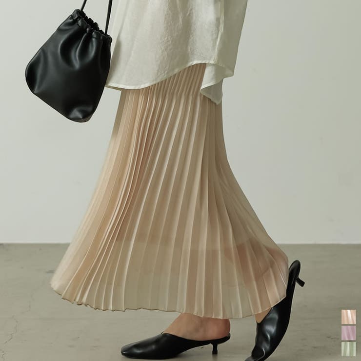 品のある光沢感が美しいシアープリーツスカート | Re:EDIT | 詳細画像1 