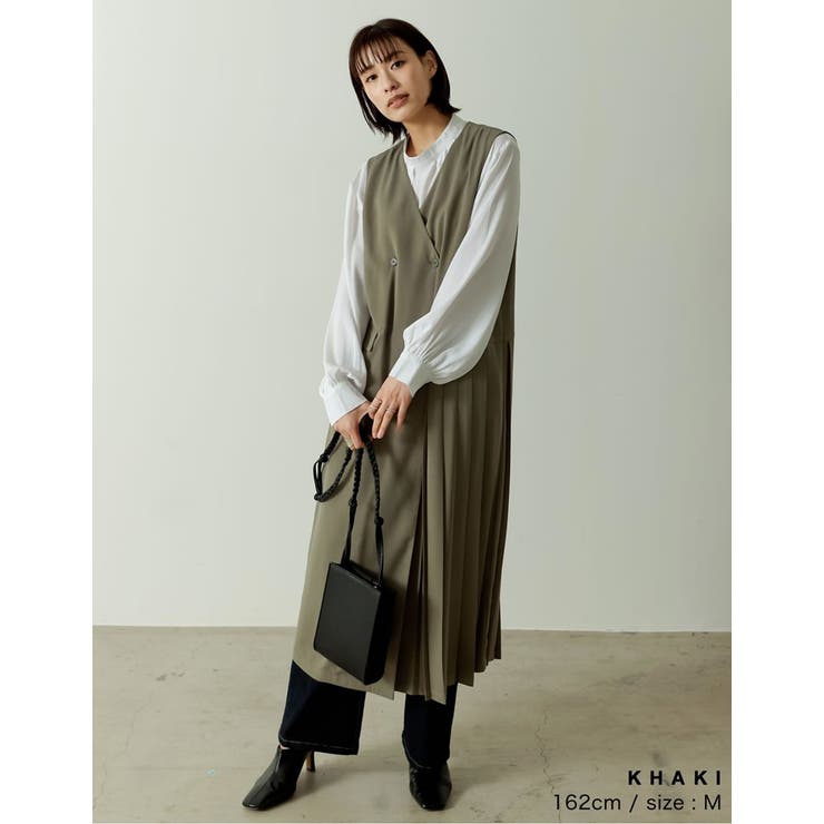 ランダムプリーツジレ 楽天市場】【SALE】ジレ レディース 春夏 ロング ノーカラー