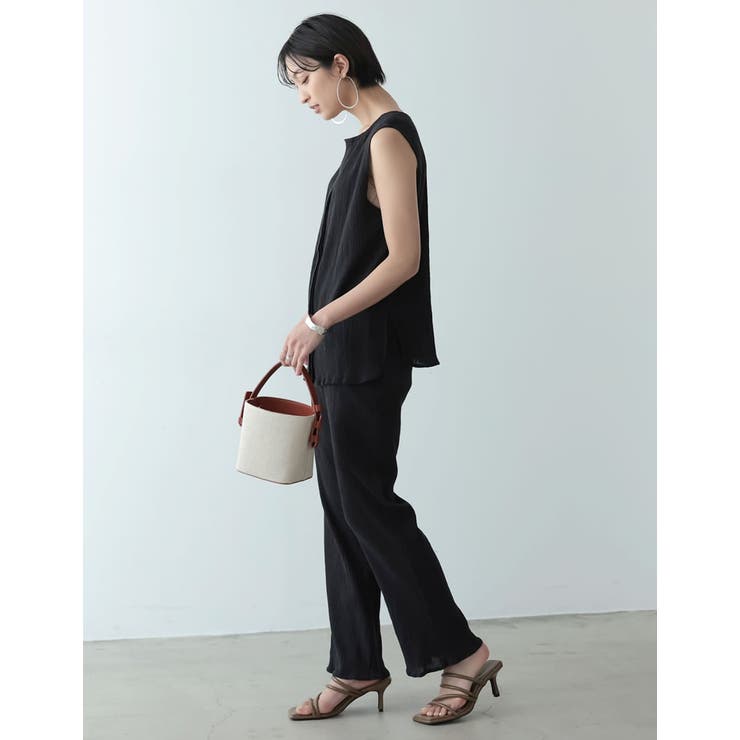 インド綿のナチュラルな風合いの美脚パンツ インド綿楊柳ストレートパンツ パンツ | Re:EDIT | 詳細画像12 