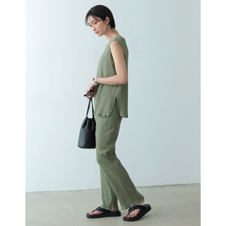 インド綿のナチュラルな風合いの美脚パンツ インド綿楊柳ストレートパンツ パンツ | Re:EDIT | 詳細画像22 