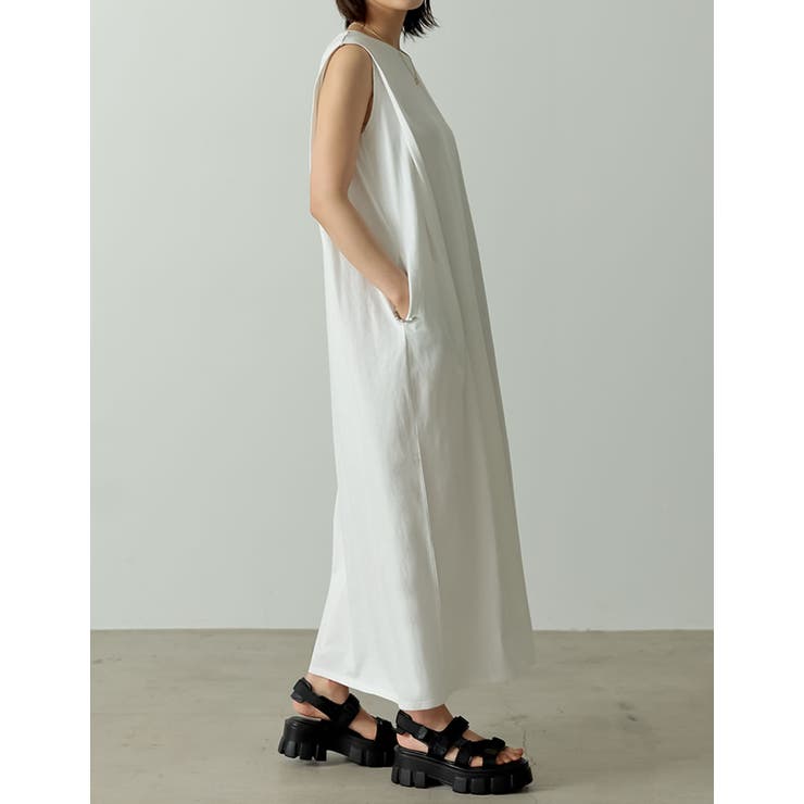 シンプルながらも洗練された印象に USAコットンショルダータックマキシワンピース | Re:EDIT | 詳細画像12 