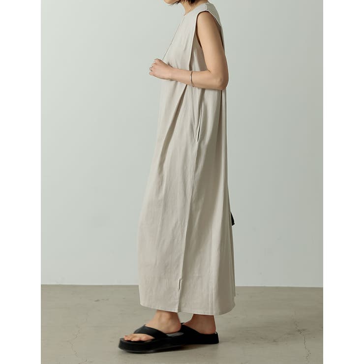 シンプルながらも洗練された印象に USAコットンショルダータックマキシワンピース | Re:EDIT | 詳細画像17 