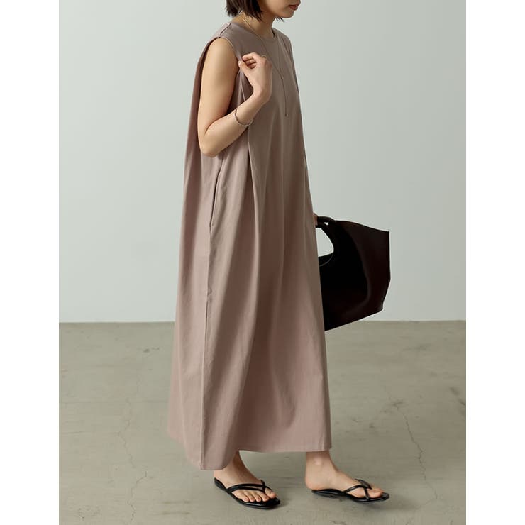 シンプルながらも洗練された印象に USAコットンショルダータックマキシワンピース | Re:EDIT | 詳細画像5 