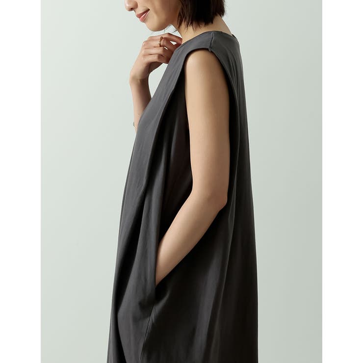 シンプルながらも洗練された印象に USAコットンショルダータックマキシワンピース | Re:EDIT | 詳細画像9 