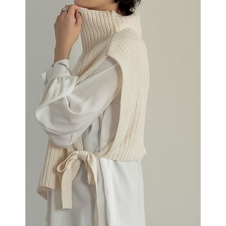 プラスオンするだけで即トレンドスタイルへ サイドリボンタートルネックニットベスト… | Re:EDIT | 詳細画像21 