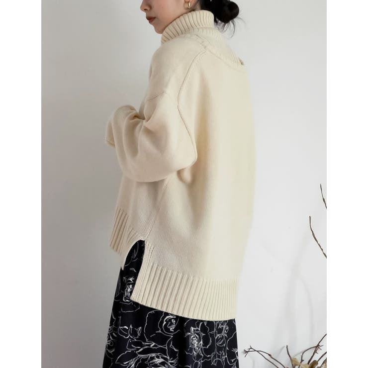 [2点セット]Vネックニットプルオーバー×タートルネックベストSET | Re:EDIT | 詳細画像15 