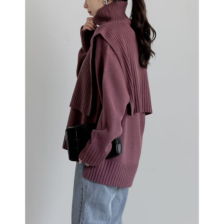 [2点セット]Vネックニットプルオーバー×タートルネックベストSET | Re:EDIT | 詳細画像29 