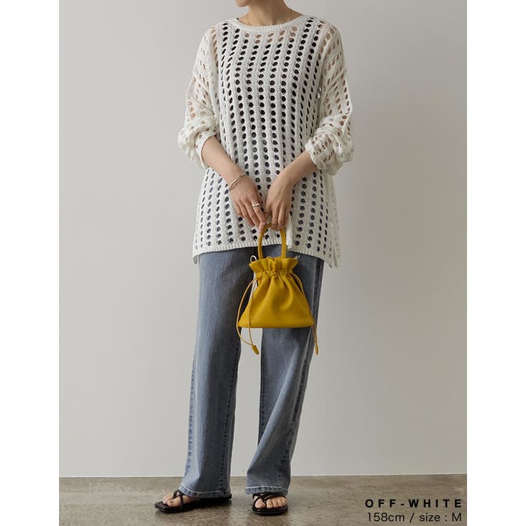 程よくコーデのアクセントになってくれる 2WAYメッシュ編みニットカーディガン | Re:EDIT | 詳細画像4 