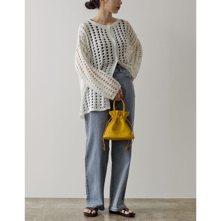 程よくコーデのアクセントになってくれる 2WAYメッシュ編みニットカーディガン | Re:EDIT | 詳細画像6 