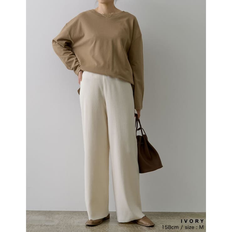 リラクシーかつすっきりとしたシルエットで着こなせる [低身長サイズ有]リブニット… | Re:EDIT | 詳細画像14 