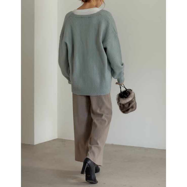 リラクシーかつすっきりとしたシルエットで着こなせる [低身長サイズ有]リブニット… | Re:EDIT | 詳細画像17 