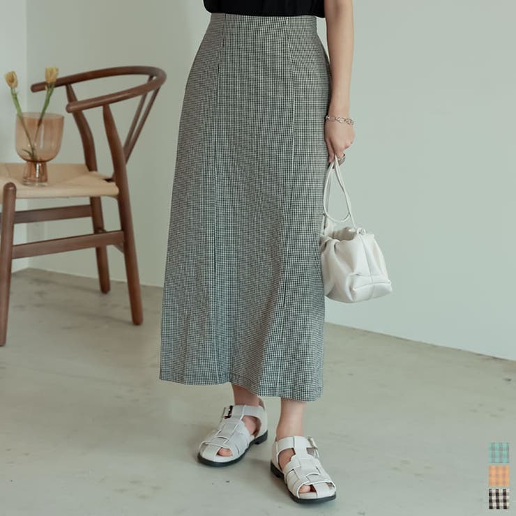ストレートシルエットできれい見えが叶う大人スカート チェック柄ストレートスカート | Re:EDIT | 詳細画像1 