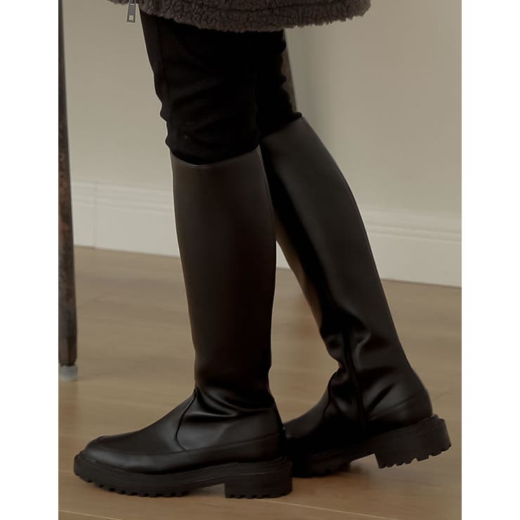 トラックソールで、今季旬のモードな足元に エコレザートラックソールロングブーツ | Re:EDIT | 詳細画像22 