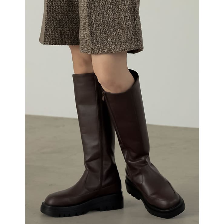 トラックソールで、今季旬のモードな足元に エコレザートラックソールロングブーツ | Re:EDIT | 詳細画像31 