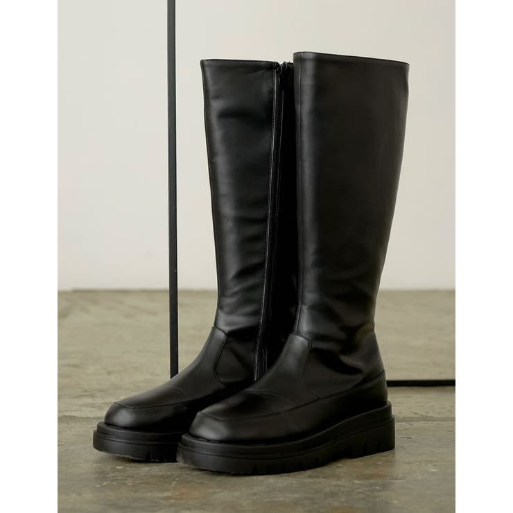 トラックソールで、今季旬のモードな足元に エコレザートラックソールロングブーツ | Re:EDIT | 詳細画像35 