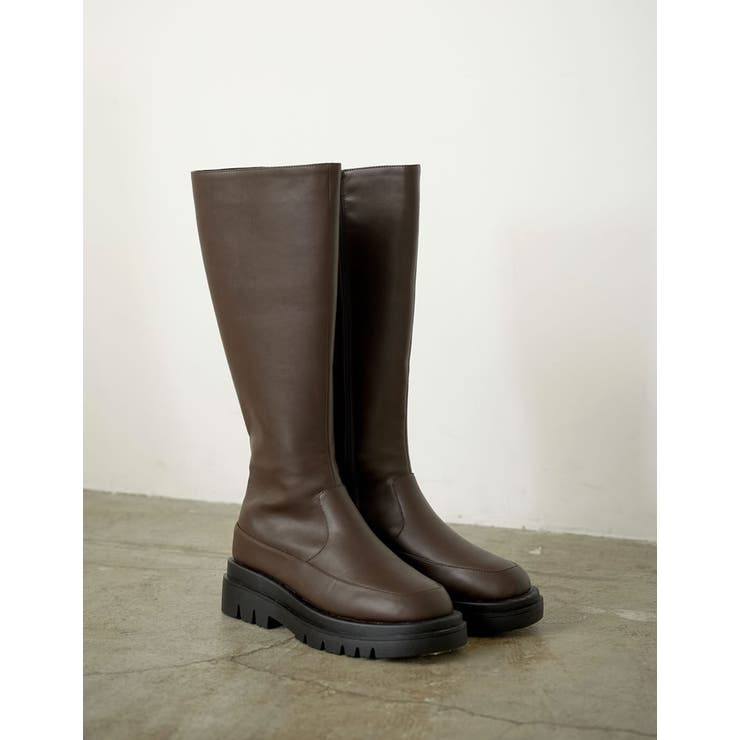 トラックソールで、今季旬のモードな足元に エコレザートラックソールロングブーツ | Re:EDIT | 詳細画像40 