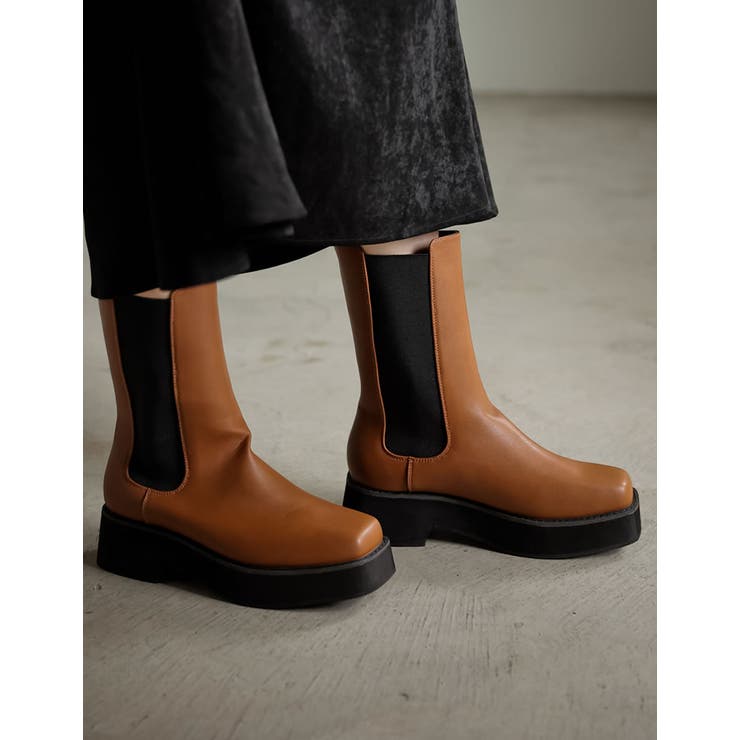 厚底がトレンドライクなサイドゴアブーツ スクエアトゥサイドゴアブーツ シューズ | Re:EDIT | 詳細画像8 