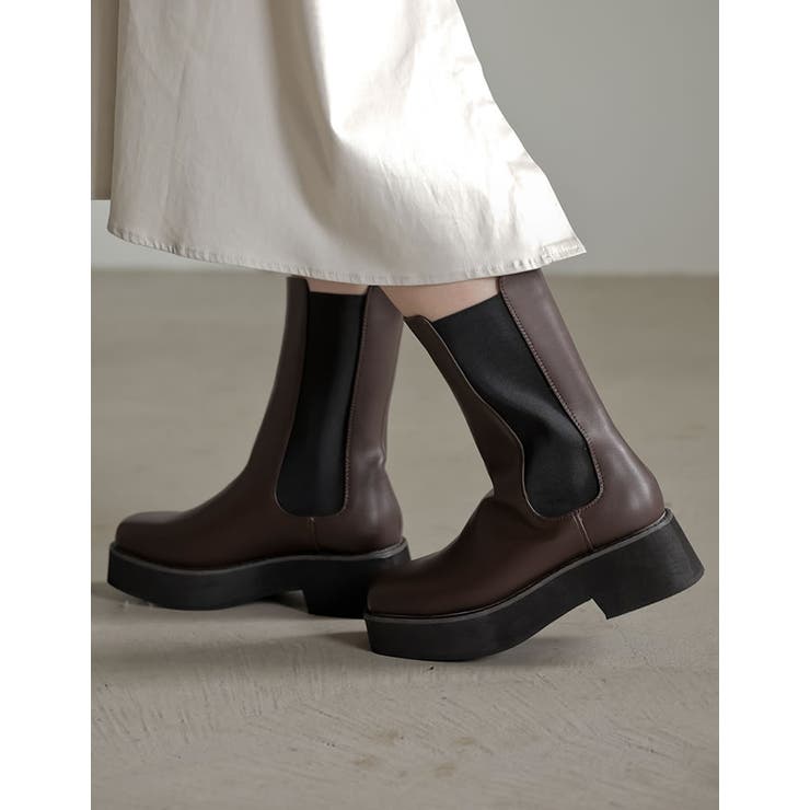 厚底がトレンドライクなサイドゴアブーツ スクエアトゥサイドゴアブーツ シューズ | Re:EDIT | 詳細画像10 