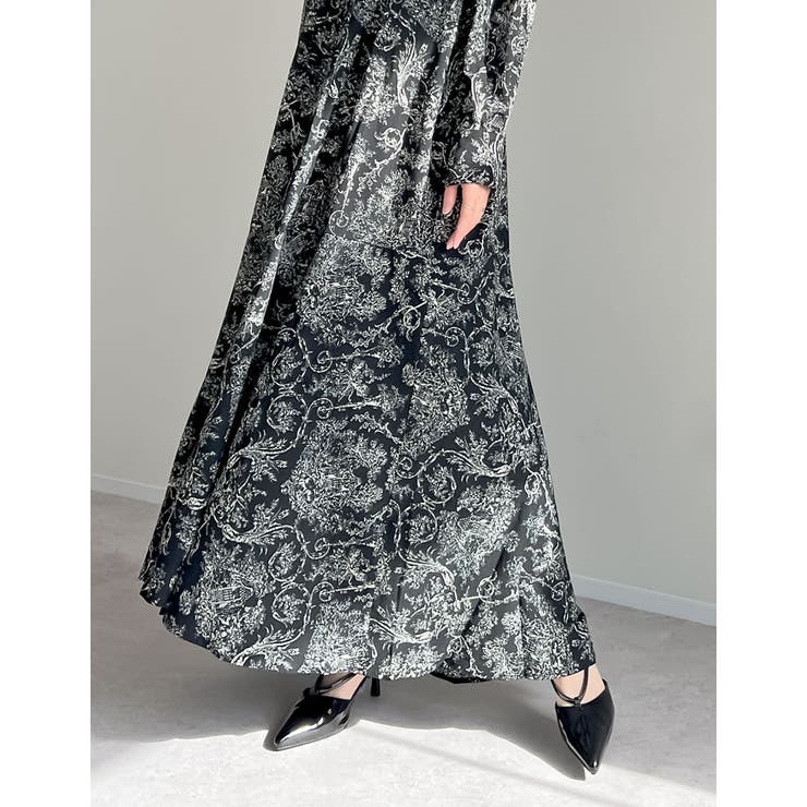 [低身長/高身長サイズ有]ヴィンテージプリントフレアワンピース | Re:EDIT | 詳細画像12 