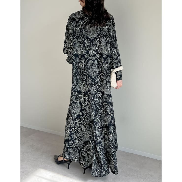 [低身長/高身長サイズ有]ヴィンテージプリントフレアワンピース | Re:EDIT | 詳細画像13 