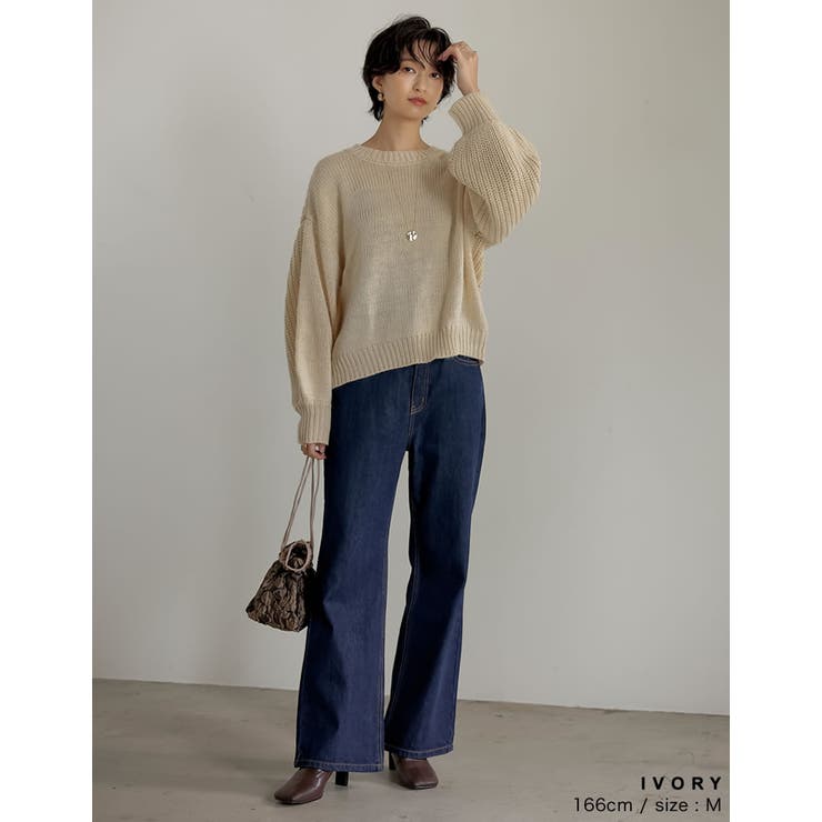 異なる編地でこなれた雰囲気に バック畦編みボリュームスリーブニットトップス | Re:EDIT | 詳細画像11 