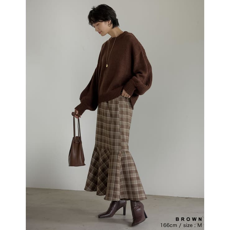 異なる編地でこなれた雰囲気に バック畦編みボリュームスリーブニットトップス | Re:EDIT | 詳細画像16 