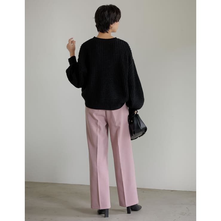 異なる編地でこなれた雰囲気に バック畦編みボリュームスリーブニットトップス | Re:EDIT | 詳細画像21 