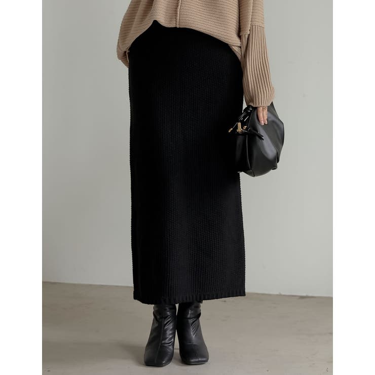 大人のリラックススタイルに [低身長サイズ有]鹿の子編みストレートニットスカート… | Re:EDIT | 詳細画像4 