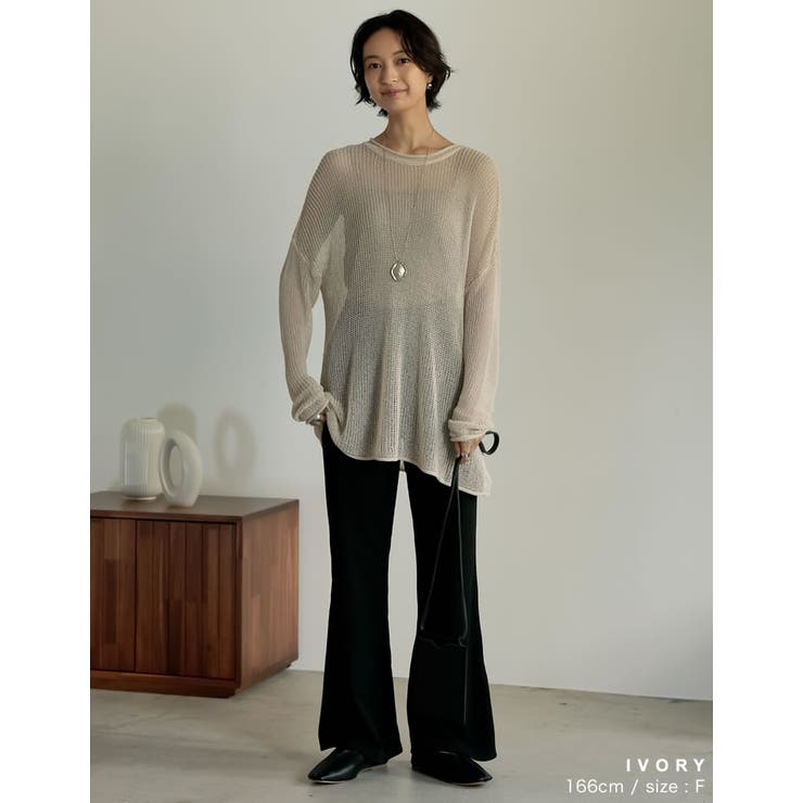 くったり感がトレンドの着こなしに映える シアールーズニットチュニック トップス | Re:EDIT | 詳細画像13 